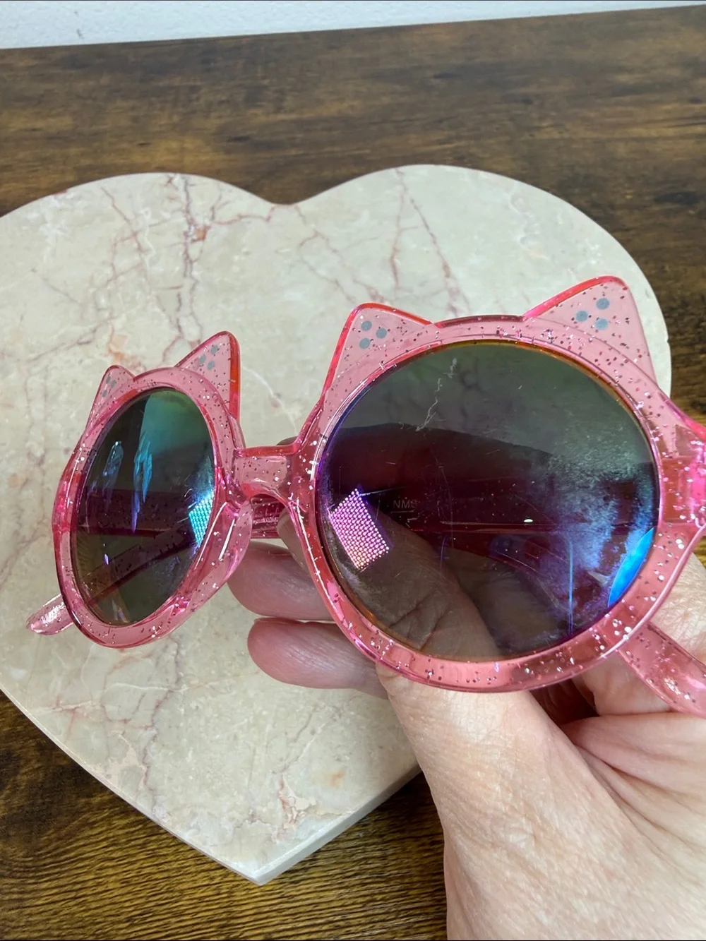 Kids Pink Cat-Ear Glitter Sunglasses